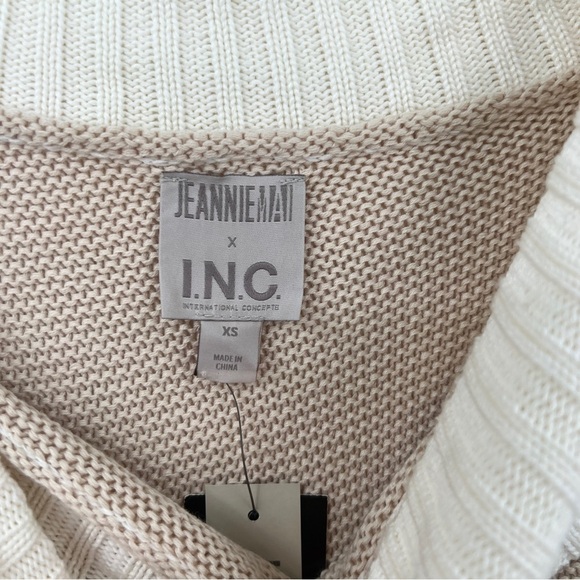 Jeannie Mai X INC Tao Off-The-Shoulder Colorblocked Sweater Size XS NWT - Picture 4 of 7